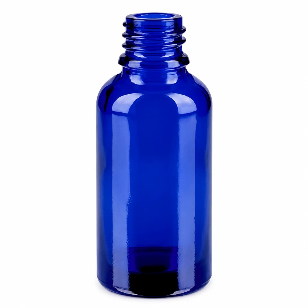 30ml Sprayflasche weiß/transparent Standardverschluss BlueLine UT18/30 30ml Blauglasflasche mit Zerstäuber perfekt für DIY Kosmetik und Naturprodukte