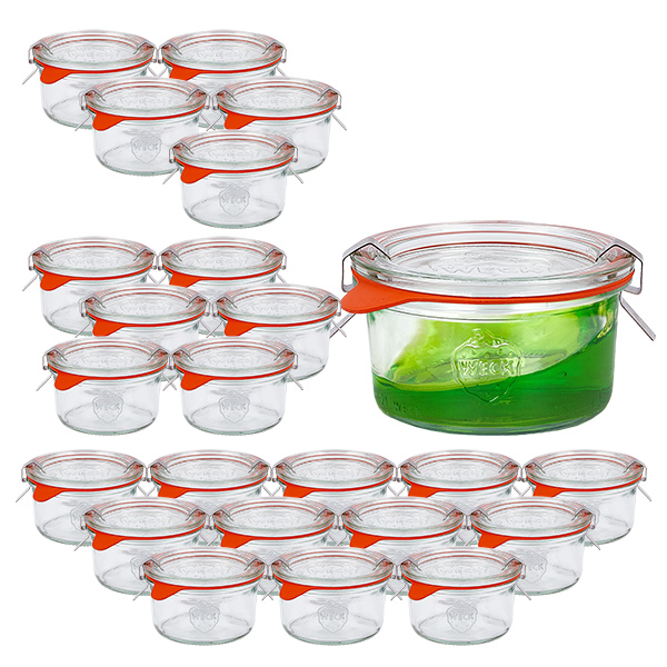 24er Set Weck Gläser 165ml Sturzglas mit 24 Glasdeckeln, 24 24er Set Weck Gläser 165ml Sturzglas mit 24 Glasdeckeln, 24