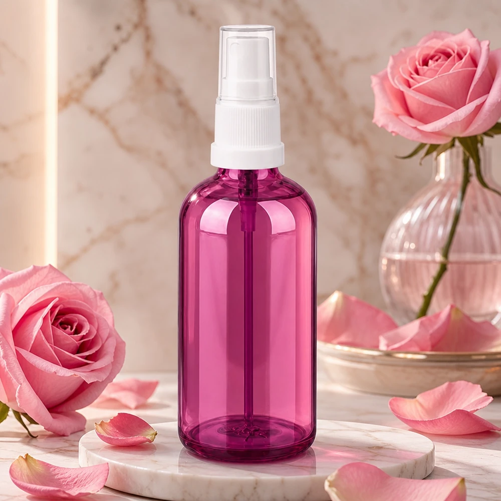 100ml Sprayflasche weiss/transparent Standard PurpleLine UT18/100 Kompakte 100ml Flasche mit Sprühaufsatz in trendigem Purple-Look für Haarpflege