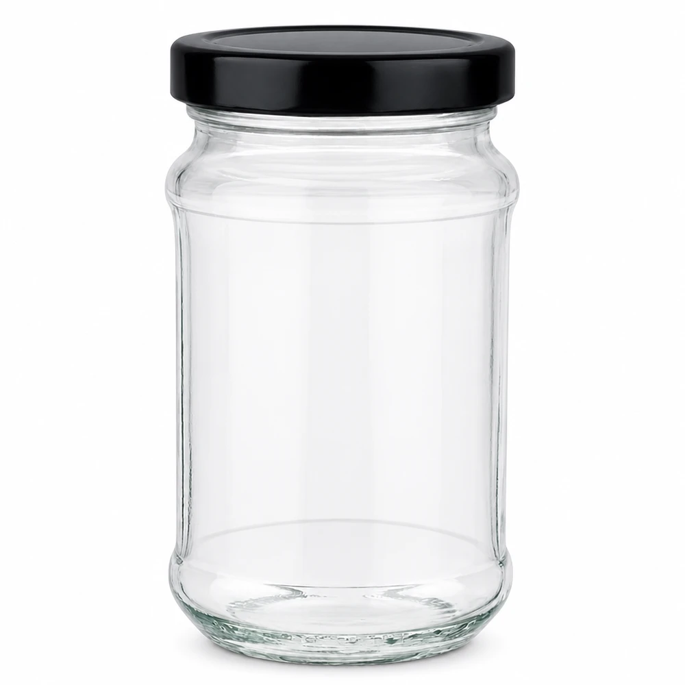 390ml Rundglas + BasicSeal Deckel schwarz deep UT 390ml Rundglas mit schwarzem BasicSeal Deckel UNiTWIST - leeres Vorratsglas aus Glas mit Schraubverschluss