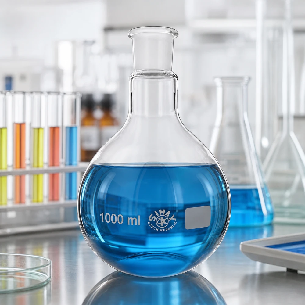 Chemiekolben 1000ml aus robustem Laborglas für analytische Verfahren und Experimente