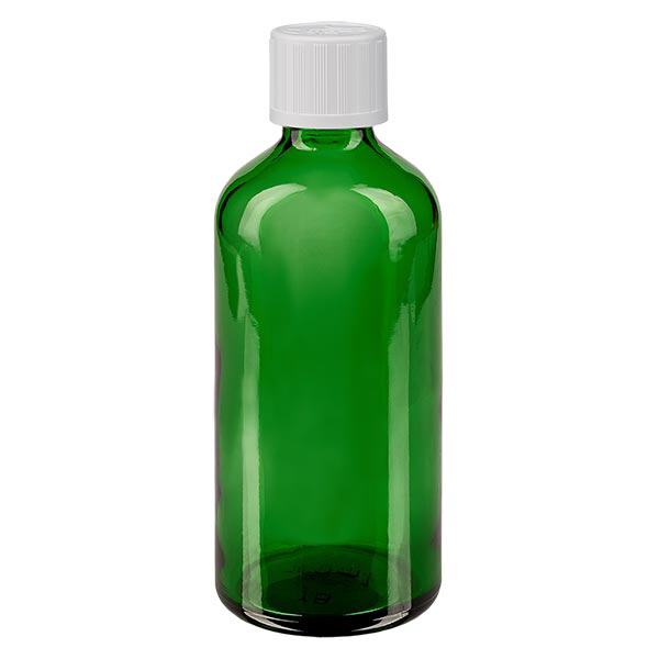 Apothekenflasche grün 100ml Tropfverschluss weiß Kindersicherung Standard