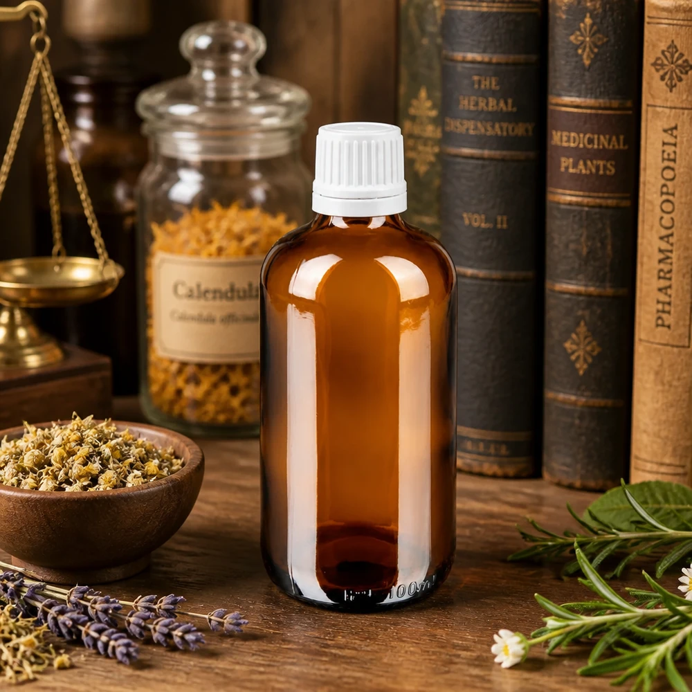 Apothekenflasche braun 100ml Tropfverschluss 1.2mm weiß Originalitätsverschluss Professionelle 100ml Pharmaglasflasche mit präzisem 0,7mm Tropfer für ätherische Öle und Tinkturen
