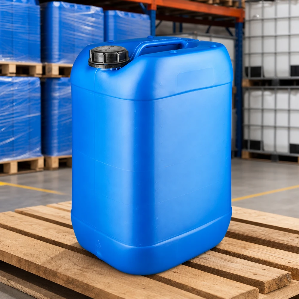 Kanister 25 Liter blau mit Schraubverschluss Originalitätsverschluss UN-zugelassener 25L Kanister blau mit OV-Verschluss zur sicheren Chemikalienlagerung