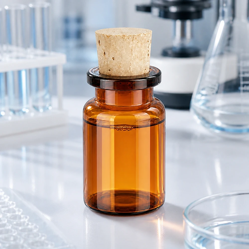 Flasche Braunglas 5ml mit Korken 11/14mm Kleine Flasche aus dunkelbraunem Glas mit Stopfen für pharmazeutische Anwendungen
