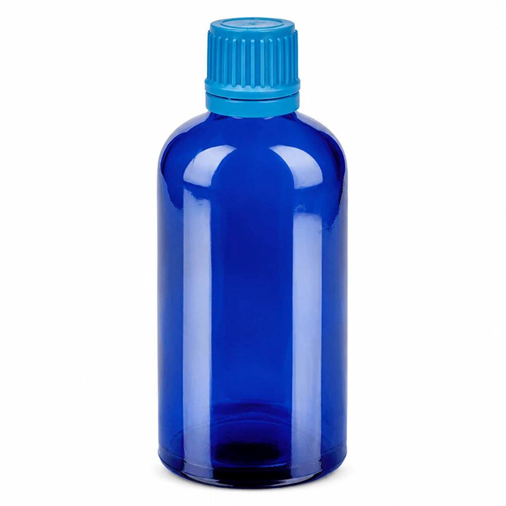 100ml Flasche 11mm Schraubverschluss blau Originalitätsverschluss BlueLine UT18/100 Professionelle 100ml Laborflasche in Blau mit Schraubgewinde 11mm und Ausgießer