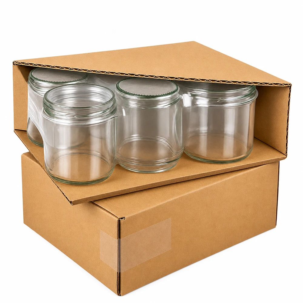 Sturzgläser 350ml Verpackung Kartonbox Versand leere Einmachgläser transparent ohne Deckel Großhandel Set
