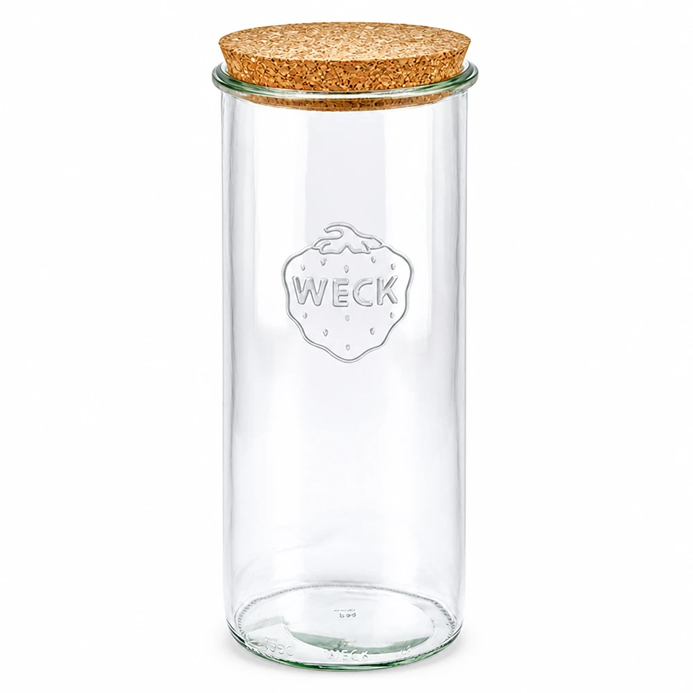 WECK Sturzglas 1500ml RR100 mit Naturkorken Deckel Vorratsglas Einmachglas transparent