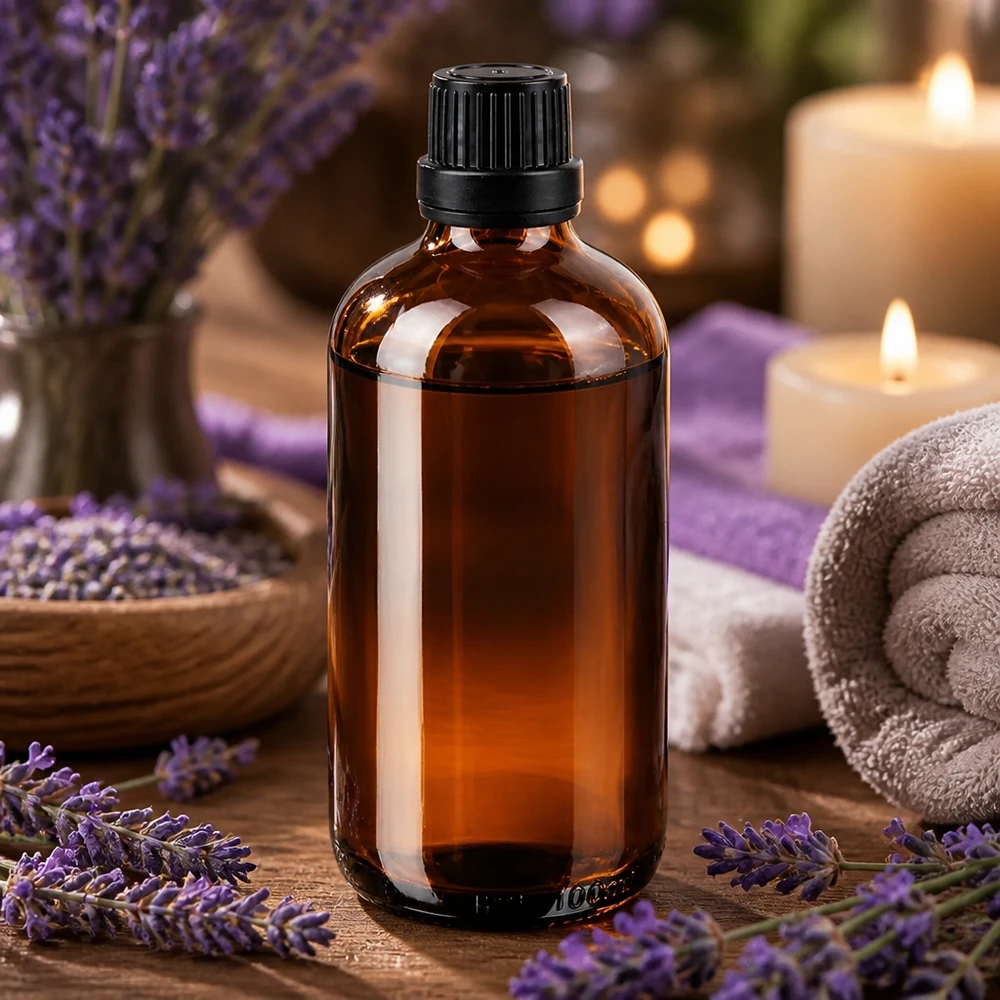 100ml braune Aroma-Tropfflasche mit OV-Schraubverschluss für ätherische Öle und Naturkosmetik