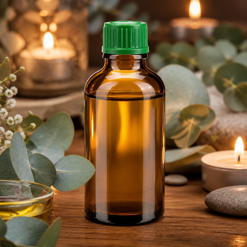 Handliche 50ml braune Glasflasche mit grünem Schraubverschluss für Naturheilmittel