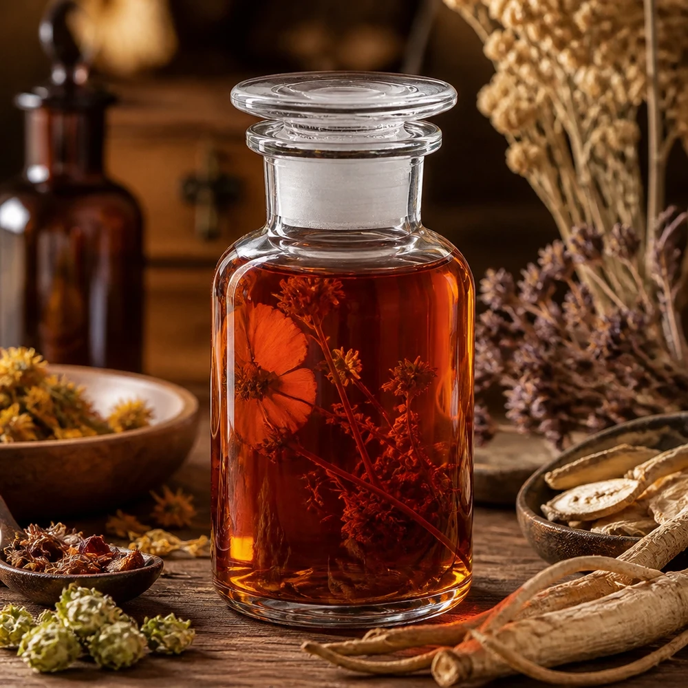 Rundschulterfl. 250ml klar Weithals Glasstopfen Naturheilkunde Rundschulterflasche 250ml klar mit Blütenextrakt und Glasverschluss