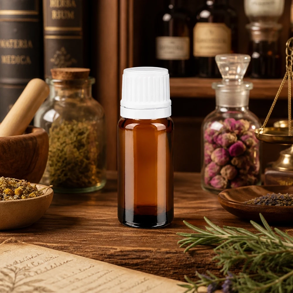 Braunglasflacon 10ml mit weißem Sicherheitsverschluss ideal für Naturkosmetik und Heilkräuteröle