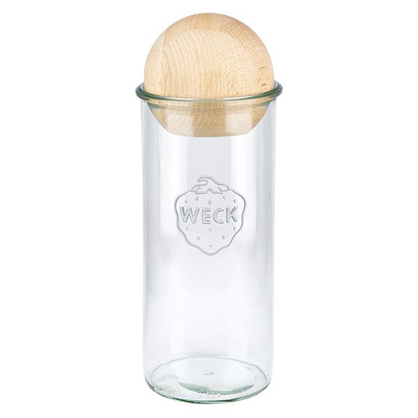 1500ml Sturzglas WECK RR100 mit Holzkugel Buche