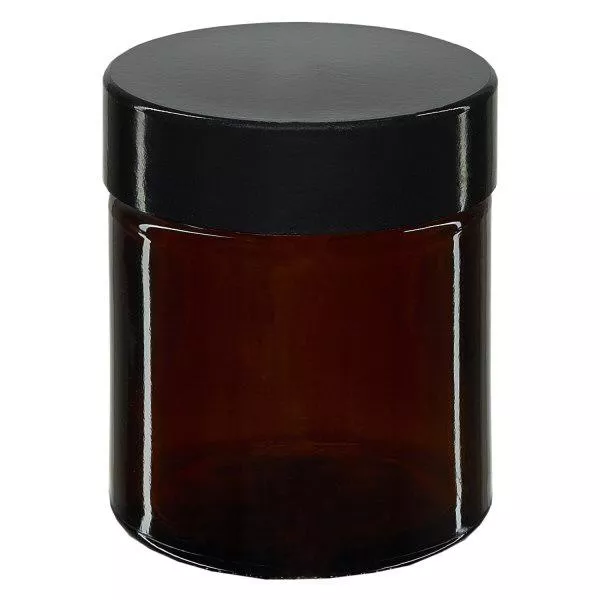30ml Glastiegel. braun, mit schwarzem Bakelit ApoGlas