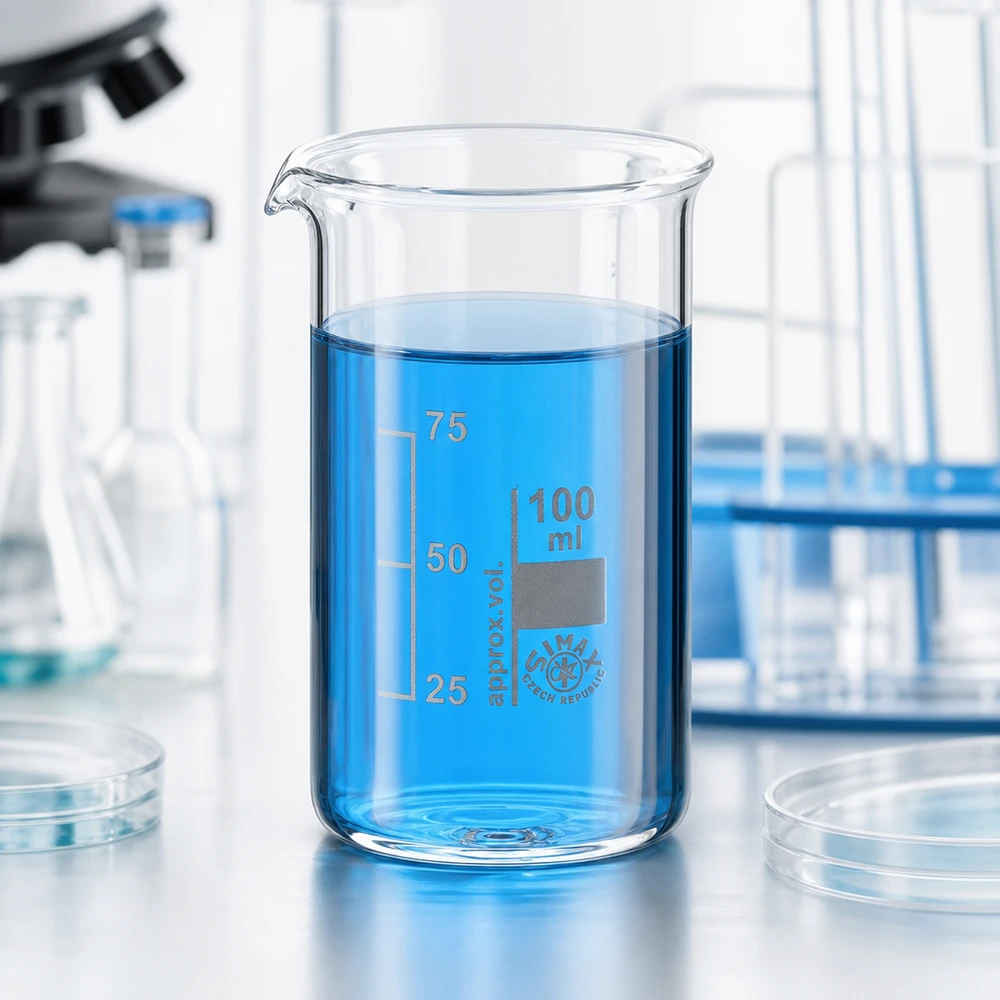 Präzisionsbecherglas 100ml hohe zylindrische Form mit aufgedruckter Milliliterskala