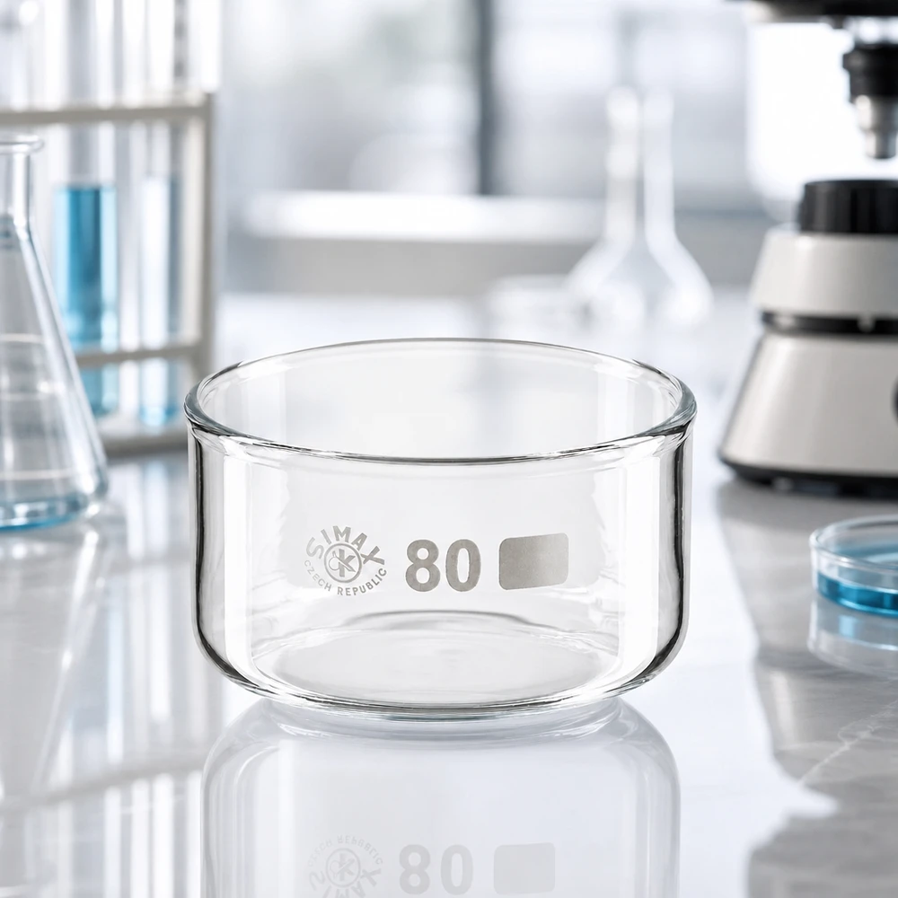 150ml Kristallisierschale ohne Ausguss Borosilikat ø80mm Transparentes Laborgefäß ohne Ausguss gleichmäßige Wandstärke 150ml ø80mm SIMAX Borosilikatglas