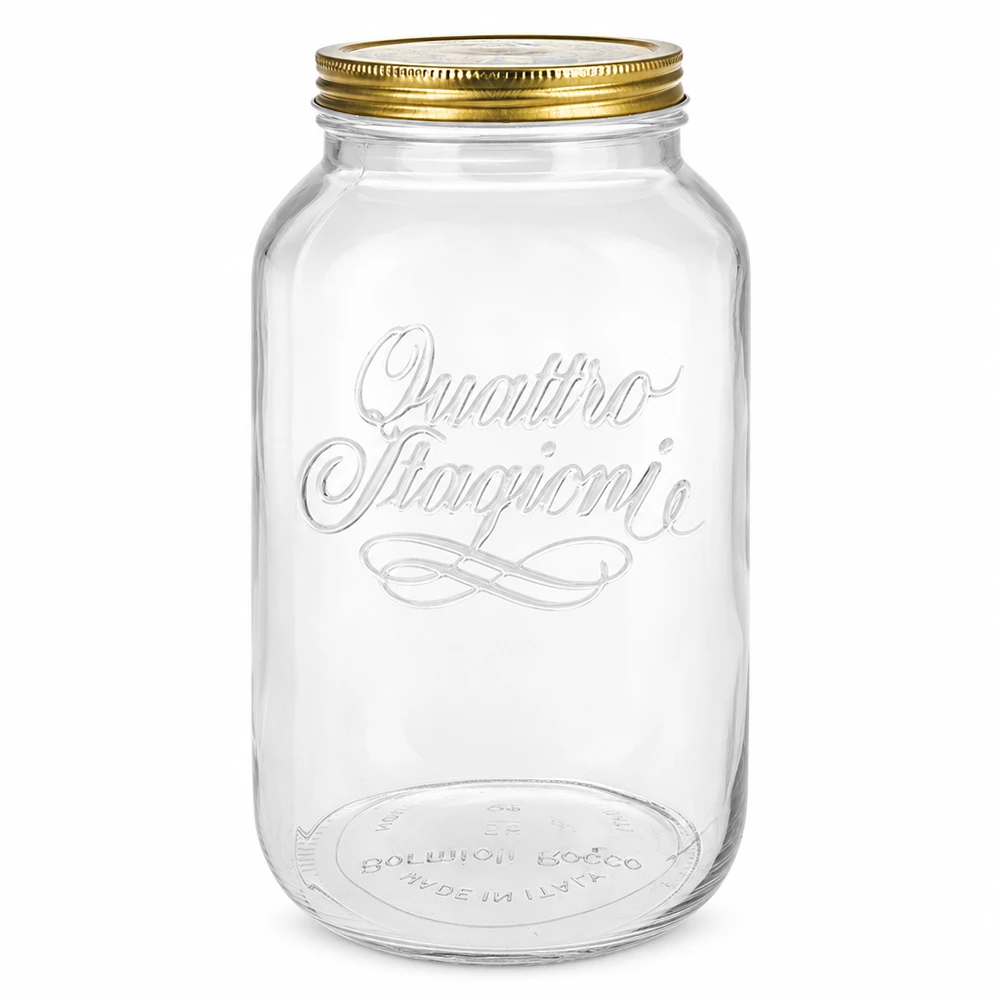 3800ml Rundglas "Quattro Stagioni" mit Deckel Quattro Stagioni Rundglas 3800ml mit goldenem Schraubdeckel Einmachglas italienisches Design leer