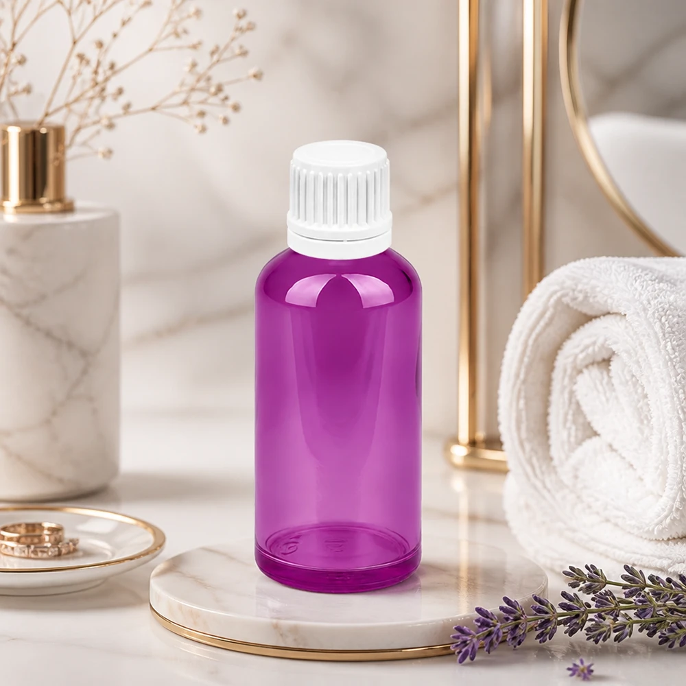 50ml Tropfflasche 0.7mm weiss Originalität Schraubverschlusserschluss PurpleLine UT18/50 Moderne 50ml Flasche mit weißem Schraubdeckel und 0.7mm Öffnung für DIY Kosmetikherstellung