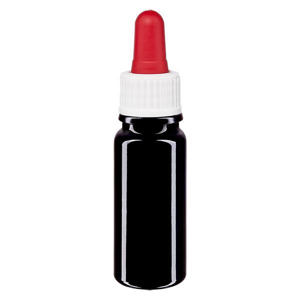 Apothekenflasche violett 10ml Pipette weiß/rot Standard Apothekenflasche violett 10ml Pipette weiß/rot Standard