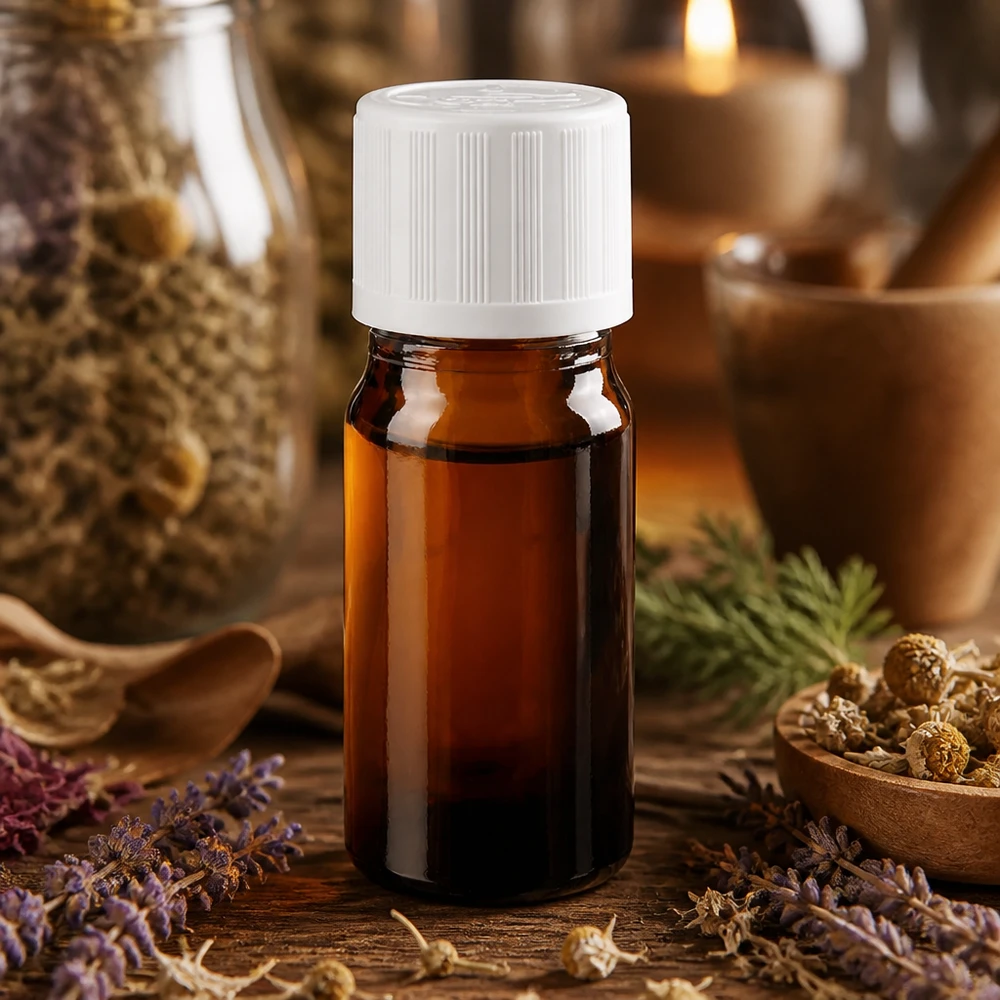 Apothekenflasche braun 5ml Schraubverschluss weiß Kindersicherung Standard Kompakte Braunglasapothekerflasche 5ml weißer KiSi Deckel für Aromatherapie und Naturheilkunde