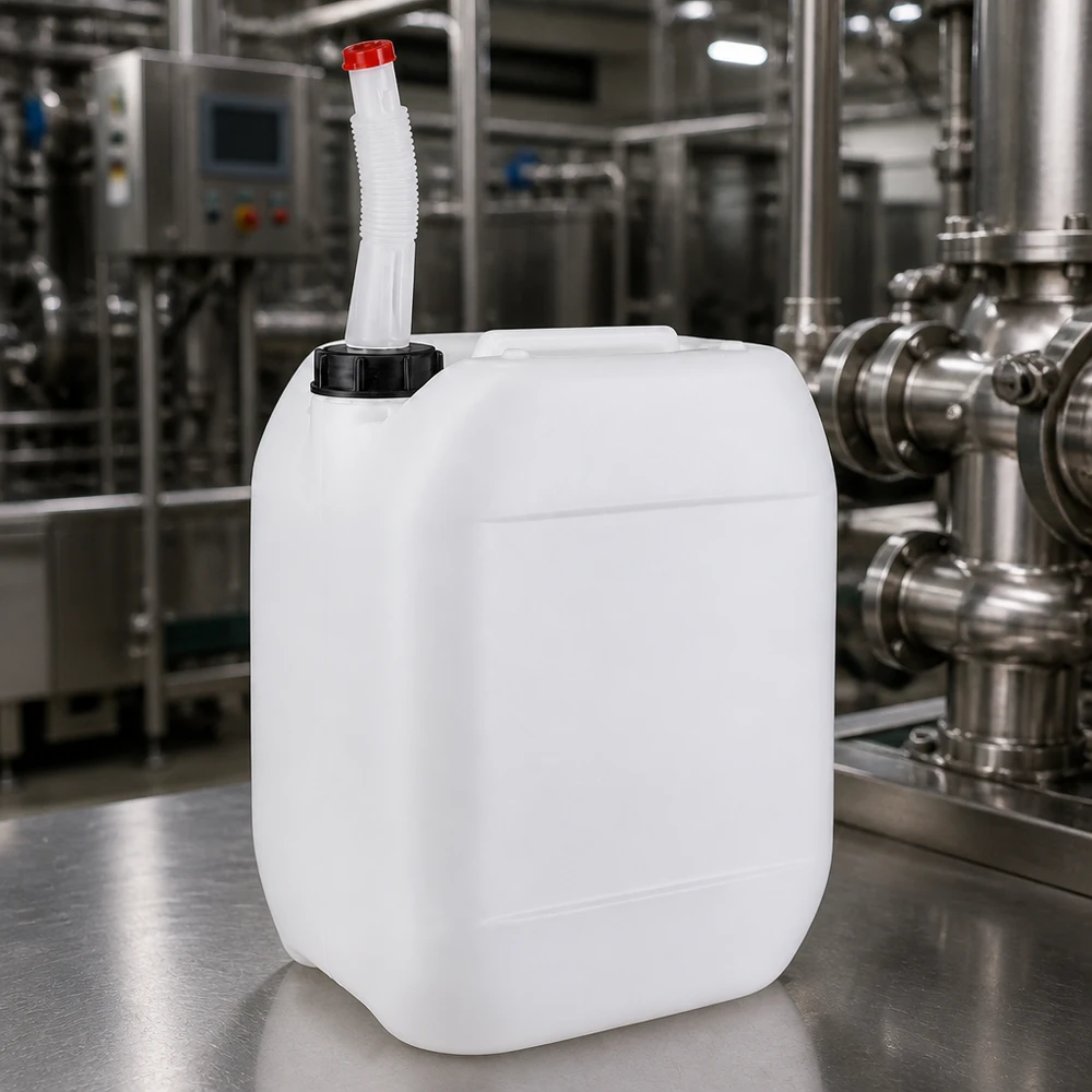 Kanister 10 Liter mit Auslaufrohr Flex Robuster Kunststoffbehälter 10 L mit drehbarem Flex-Rohr für präzises Abfüllen und Dosieren