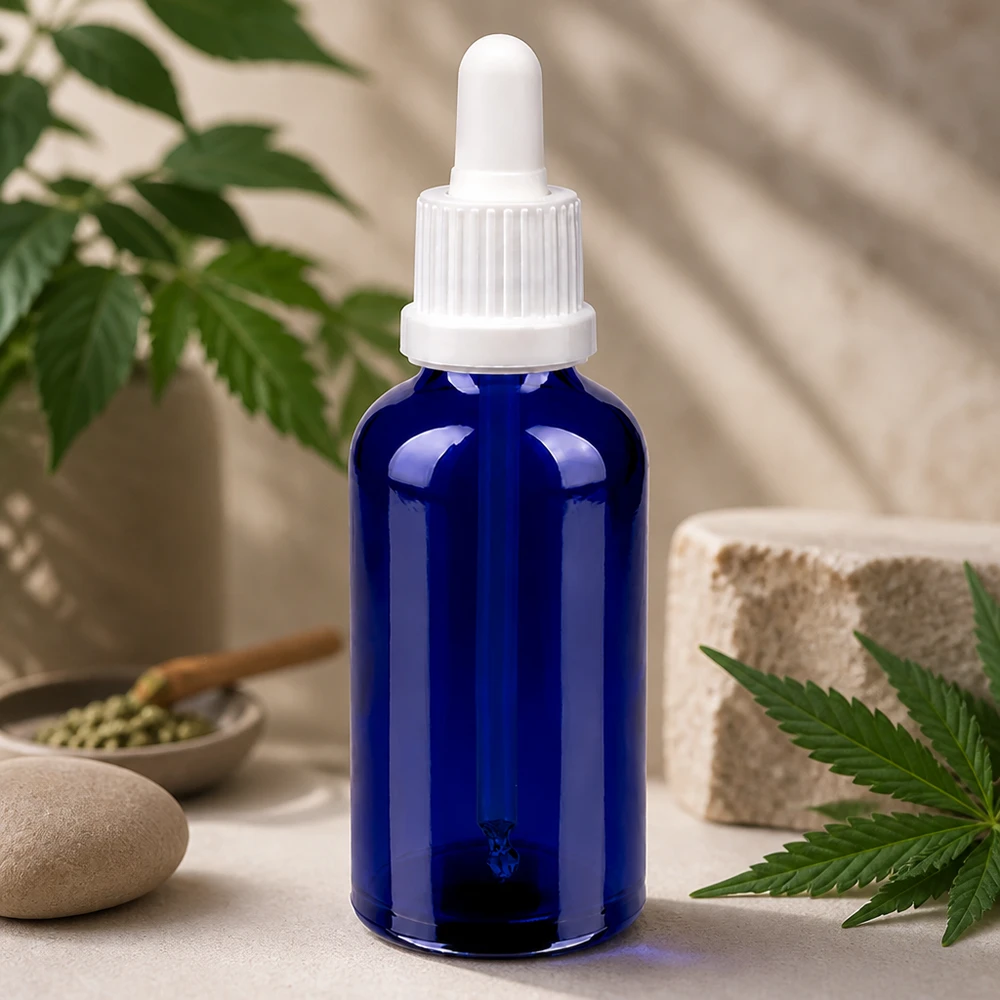 50ml Glasflasche mit Dropper OV BlueLine UT18/50 wiederverwendbar und umweltfreundlich