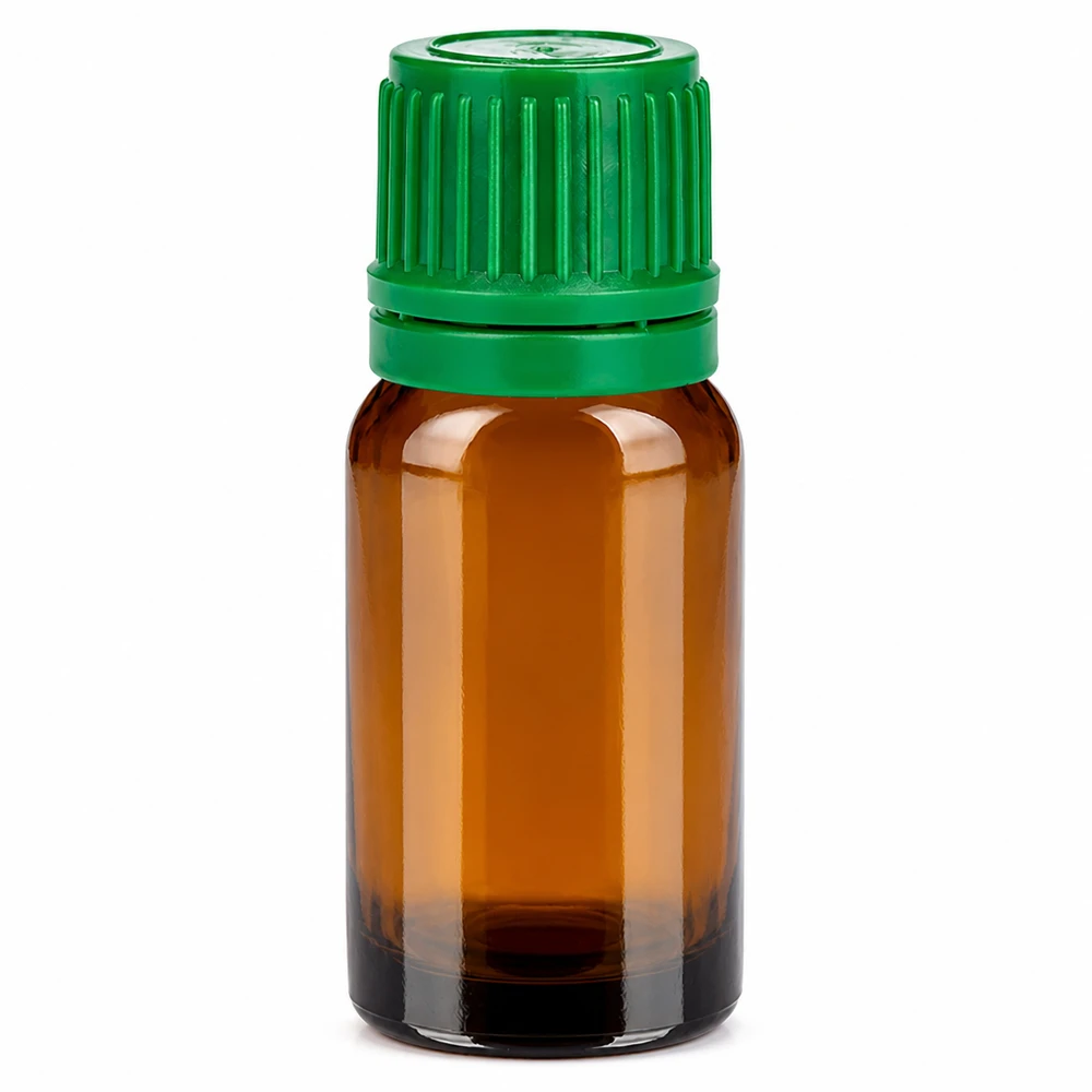 10ml Flasche 11mm Schraubverschluss grün Originalitätsverschluss BrownLine UT18/10 Hochwertige 10ml Flasche mit grünem Originalitätsverschluss für pharmazeutische Produkte