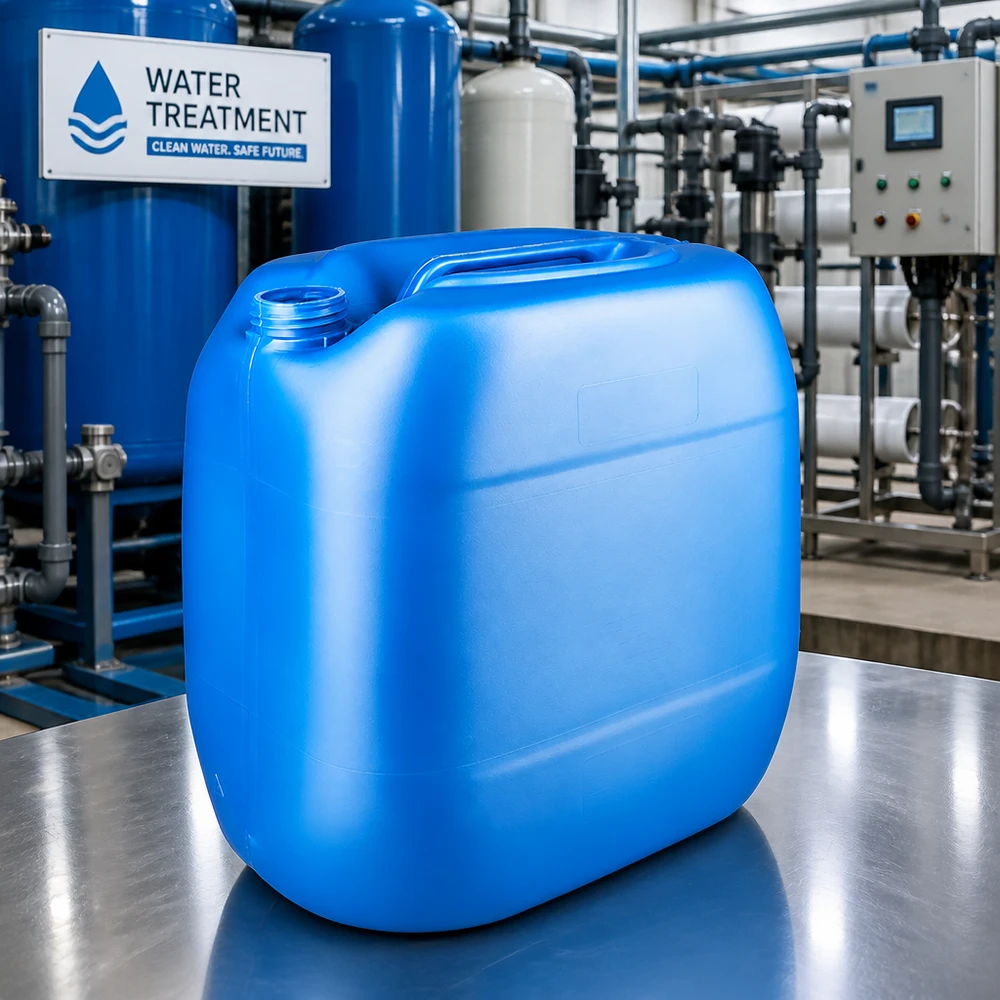 Kanister 30 Liter blau ohne Verschluss Stapelbarer blauer Industriekanister 30 Liter ohne Deckel mit breiter Öffnung und Griffmulde