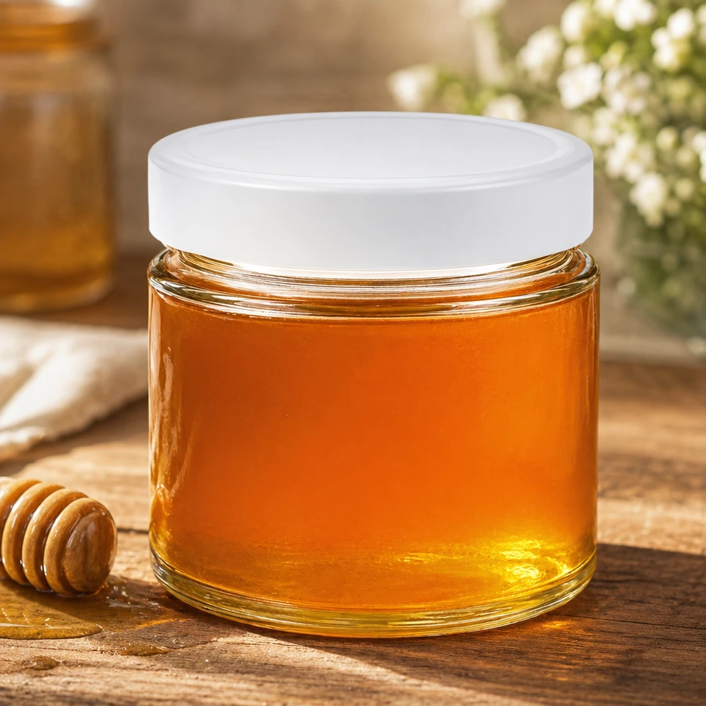 135ml Rundglas mit Honig befüllt weißer BasicSeal Deckel Honigglas Marmeladenglas Einmachglas Vorratsglas
