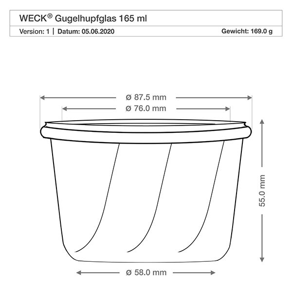 165ml Gugelhupfglas WECK RR80 mit Korken natur 165ml Gugelhupfglas WECK RR80 mit Korken natur