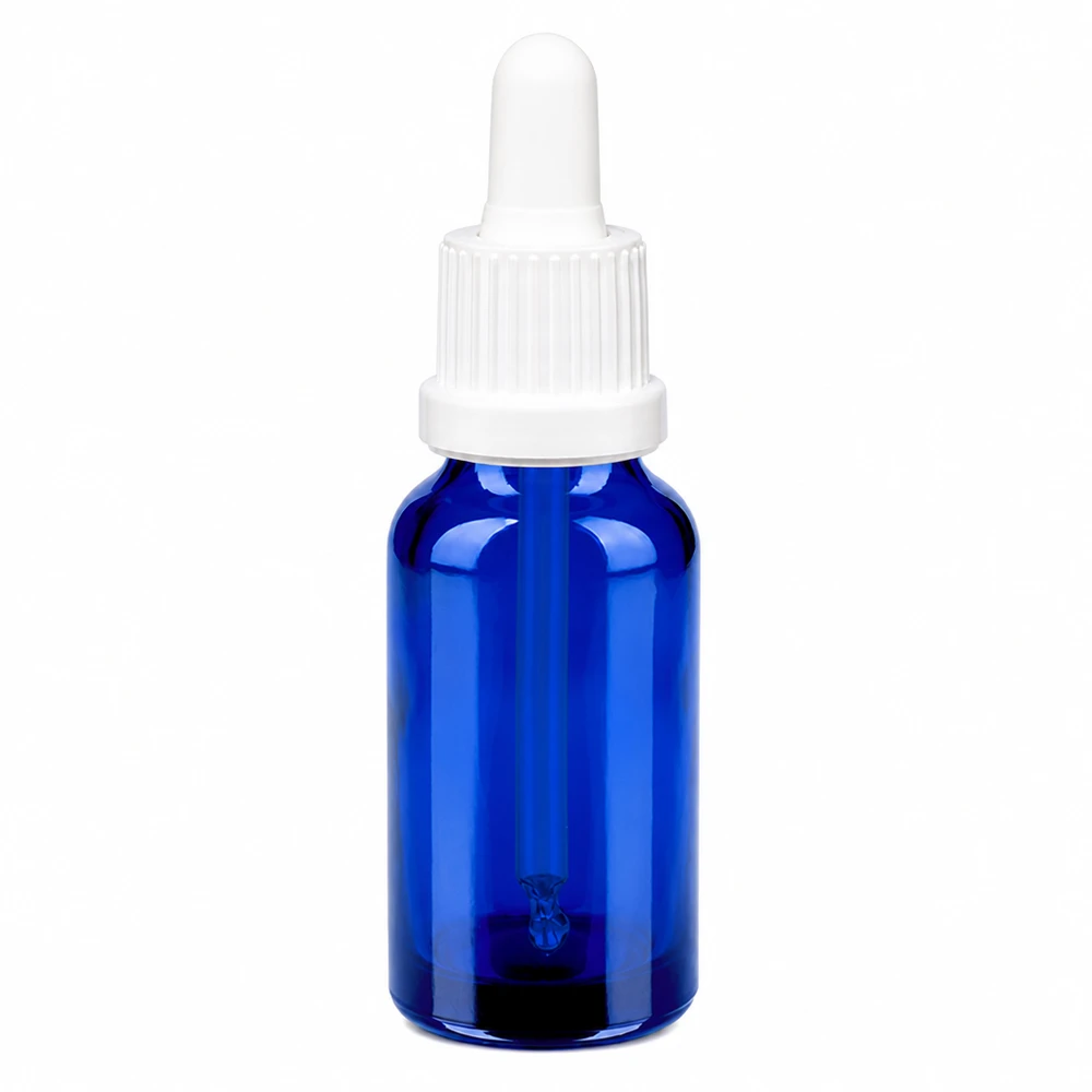 20ml Pipettenflasche weiß Originalitätsverschluss BlueLine UT18/20 20ml Dosierungsflasche blau mit weißem Tropfer für Laborbedarf und Pharmazie