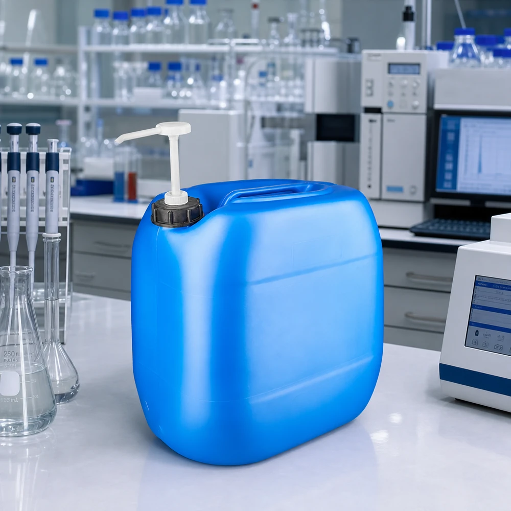 Kanister 30 Liter blau mit Dosierpumpe Polyethylen Kanister 30 Liter mit Pumpdosierer für Laborchemikalien und Flüssigkeiten