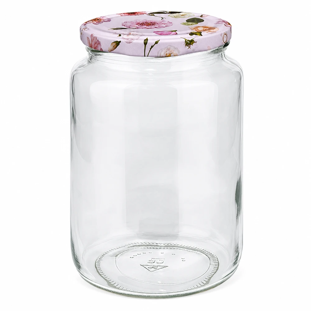 795ml Rundglas + BasicSeal Deckel Blume rosa UNiTWIST 795ml Rundglas mit rosa Blumen Deckel BasicSeal Einmachglas Vorratsglas Marmeladenglas