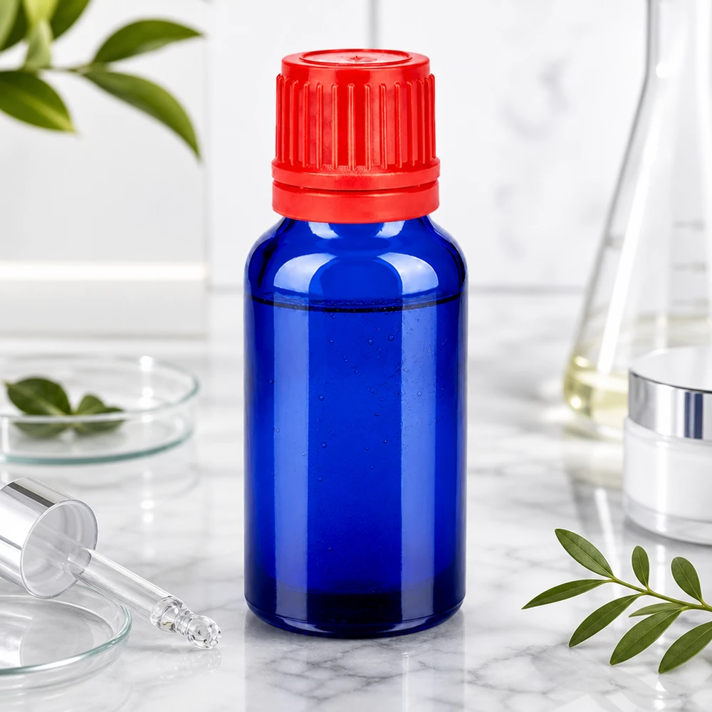 20ml Flasche 11mm Schraubverschluss rot Originalitätsverschluss BlueLine UT18/20 20ml SV-Flasche in Blau für sichere Lagerung von Essenzen und Konzentraten