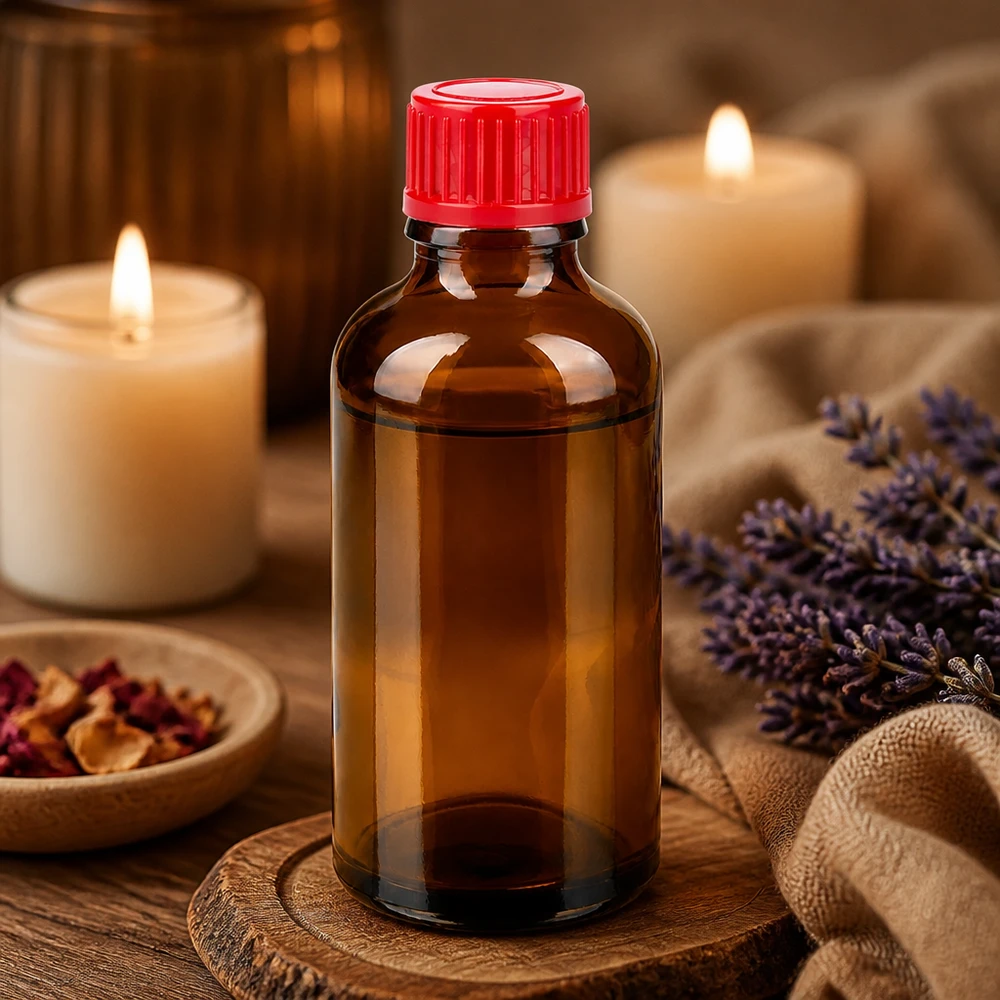 Zertifizierte 50ml Braunglasflasche STD-Ausführung für Aromatherapie und Naturheilkunde