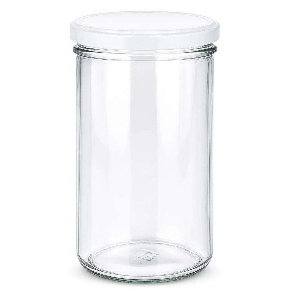 277ml Sturzglas mit BasicSeal Deckel weiß UNiTWIST 277ml Sturzglas mit weißem BasicSeal Deckel - leeres Einmachglas aus klarem Glas für Marmelade und Konserven