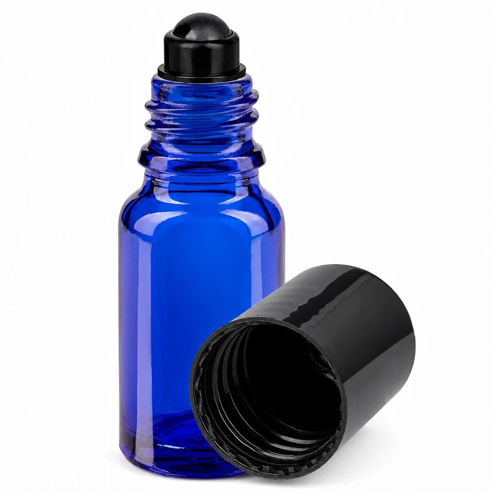 Blaue 10ml Glasflasche mit Roll-On Aufsatz ideal für Duftöle Serum und Aromatherapie Anwendungen