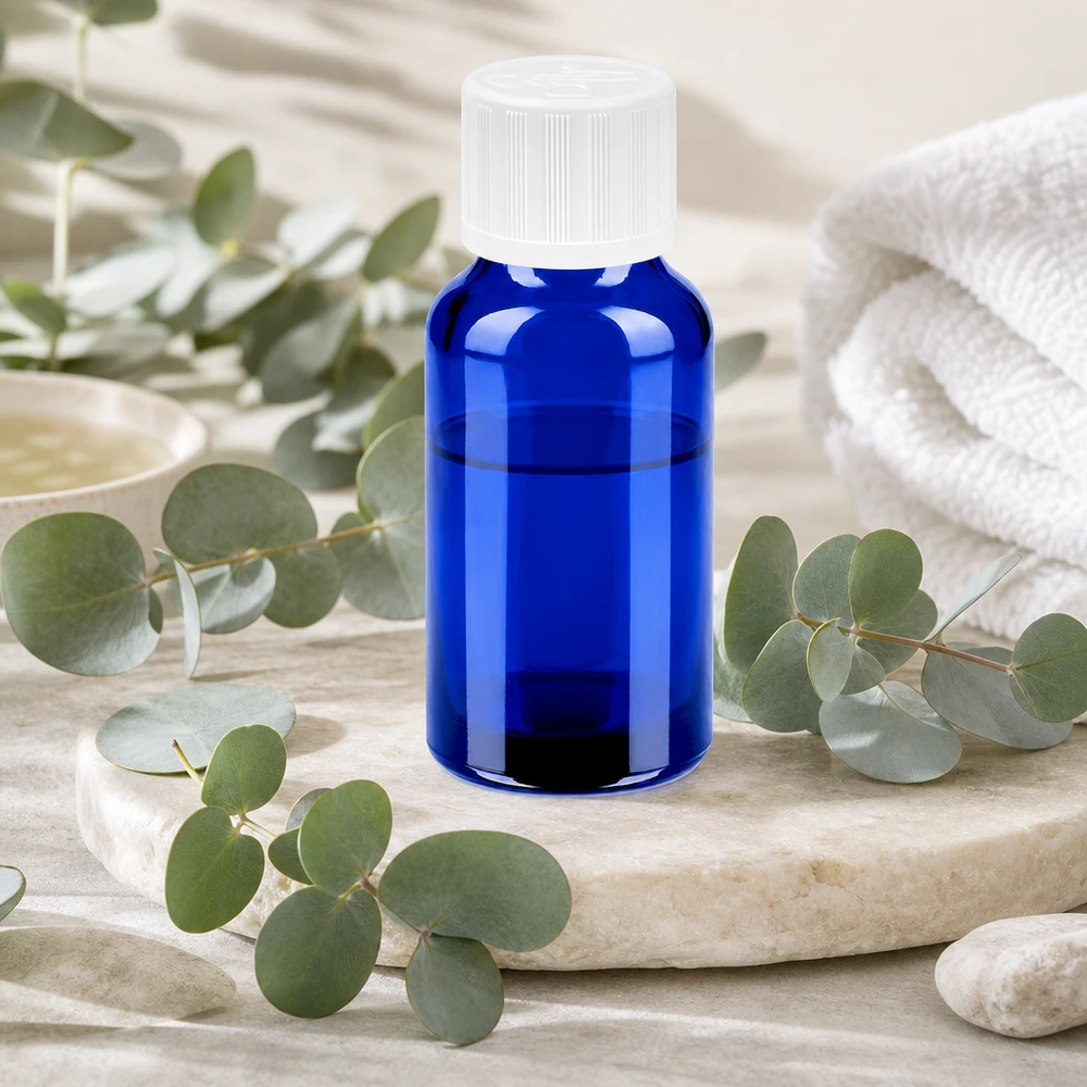 20ml Flasche 11mm Schraubverschluss weiß Standard Kindersicherung BlueLine UT18/20 Robuste 20ml Glasflasche in Kobaltblau mit auslaufsicherem Verschluss für den täglichen Gebrauch