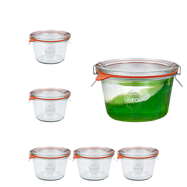 6er Set Weck Gläser 370ml Sturzgläser mit 6 Glasdeckeln, 6 E