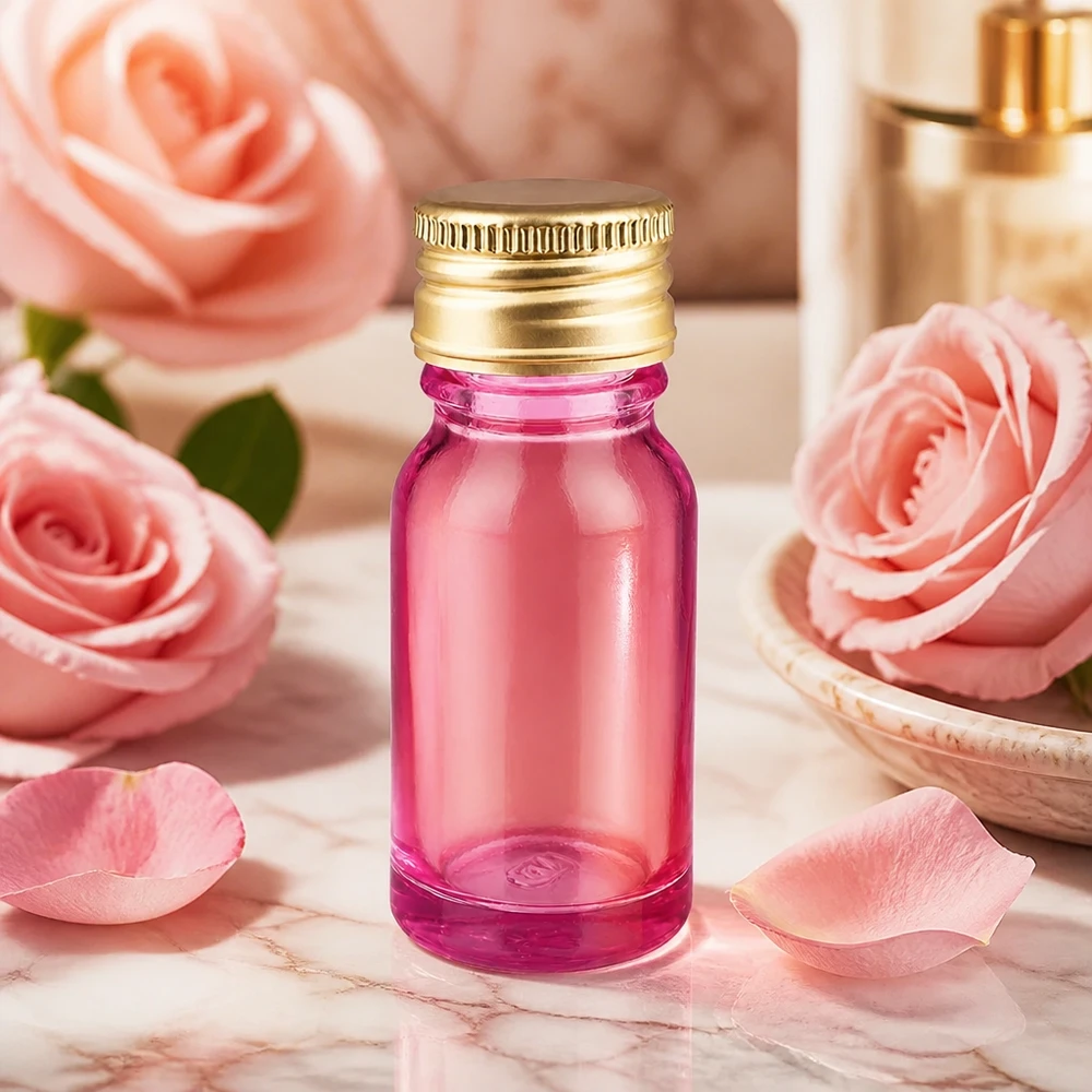 10ml Probenflasche in Lila mit Aluminium-Gold Deckel ideal für Reise und Portionierung