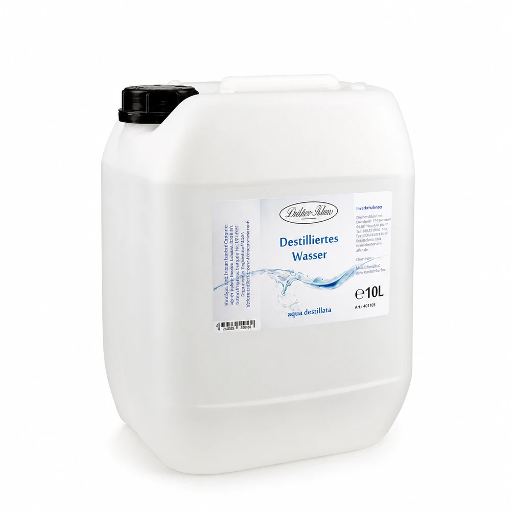 Destilliertes Wasser 10L Doktor-Klaus Doktor-Klaus destilliertes Wasser 10L Kanister mit blauem Etikett und Aqua destillata Kennzeichnung