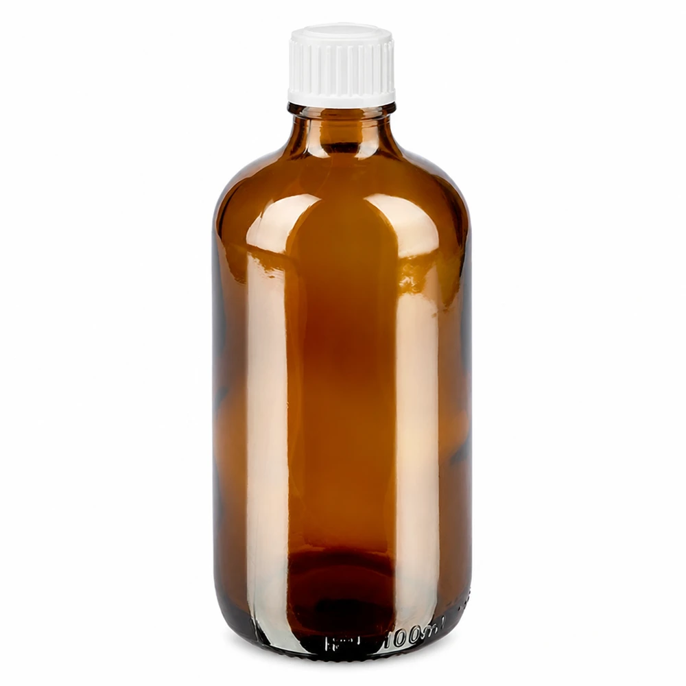 Apothekenflasche braun 100ml Tropfverschluss weiß 0.8mm Standard Kleine braune Glasflasche 100ml mit präzisem 0,9mm Tropfverschluss für Pharmaprodukte