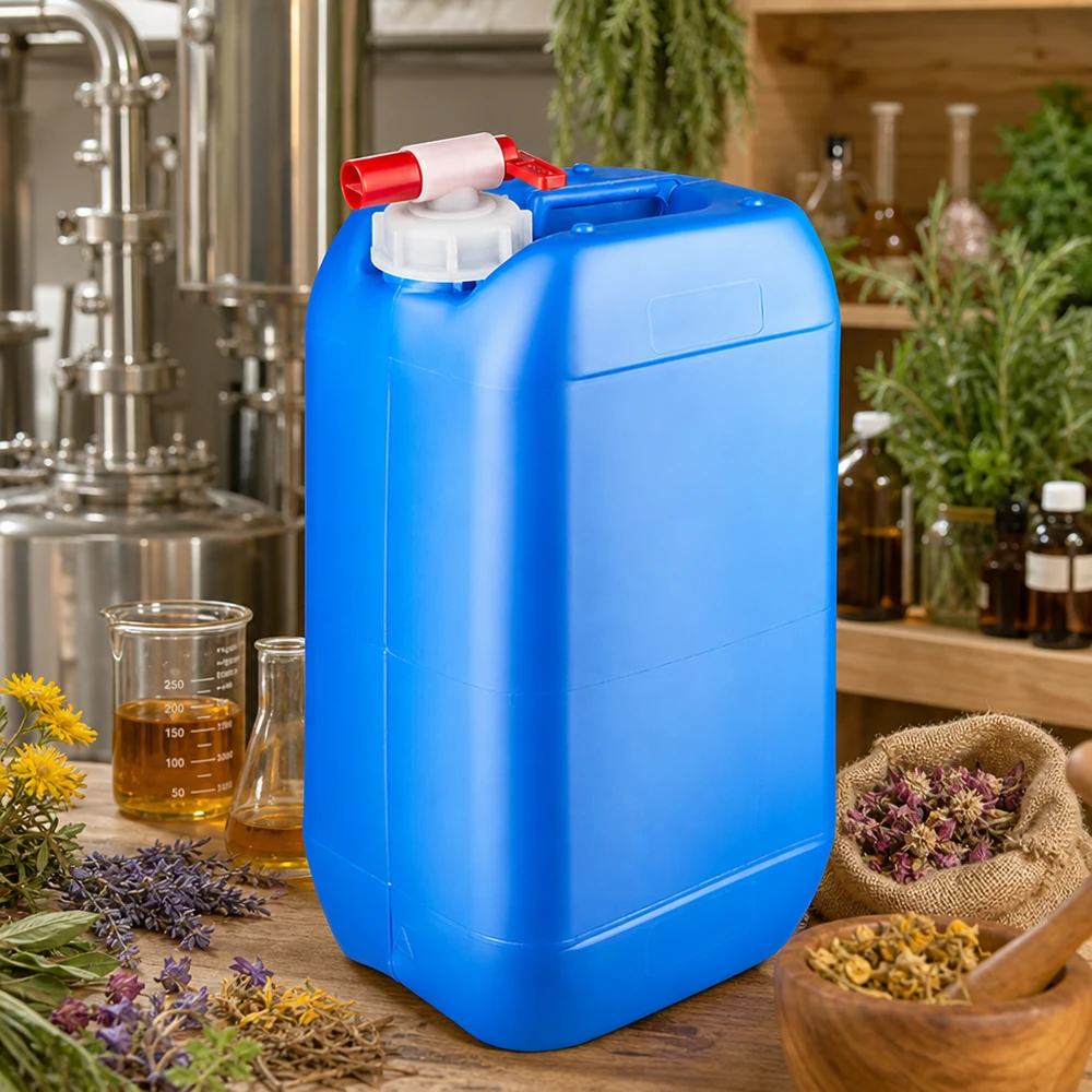 Stabiler Großbehälter 15 Liter blau mit Hahn zur sicheren Lagerung von Pflanzenauszügen