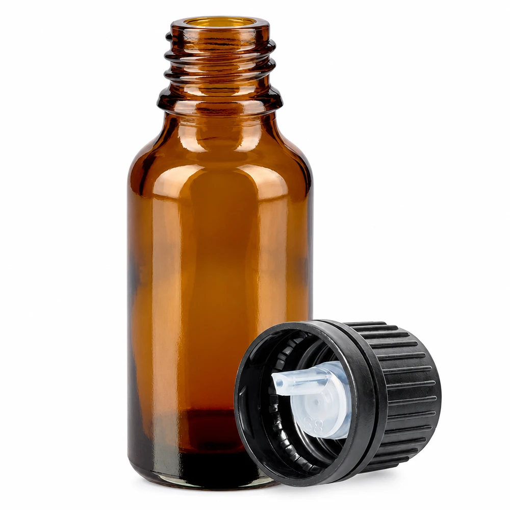 20ml Tropfflasche 1mm schwarz Originalitätsverschluss BrownLine UT18/20 UV-schützende Braunglasflasche 20ml mit schwarzem Tropfverschluss für Tinkturen und Essenzen