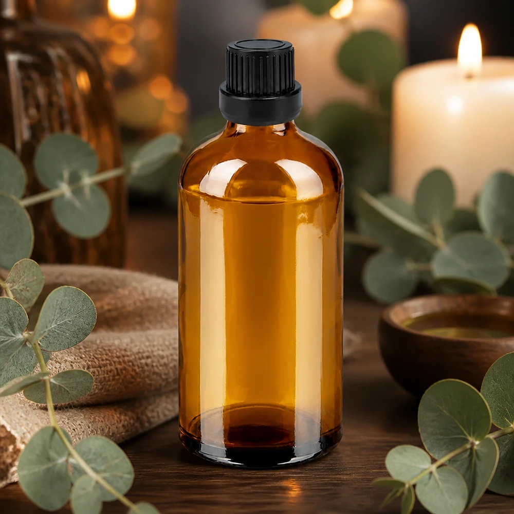 Professionelle Dosierungsflasche 100ml aus UV-schützendem Braunglas mit Tropfeinsatz