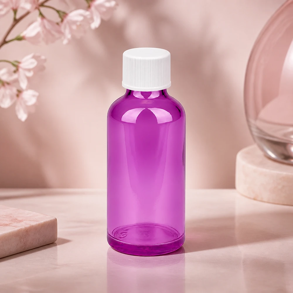 50ml Flasche 11mm Schraubverschluss weiss Standard PurpleLine UT18/50 Vielseitige 50ml Glasflasche mit weißem Deckel für DIY-Kosmetik und Aromatherapie