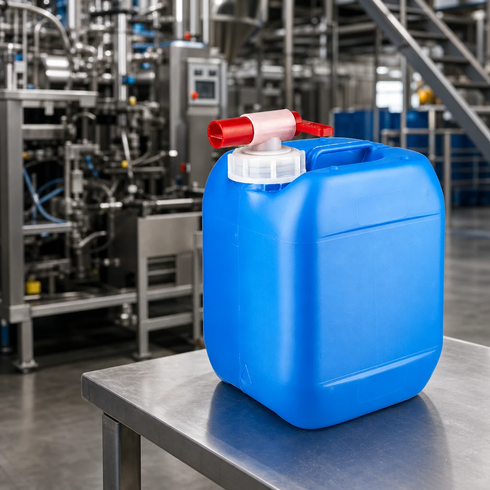 Kanister 5 Liter blau mit Auslaufhahn 5 Liter Kanister blau mit weißem Schraubdeckel und Dosierhahn für Industrie und Gewerbe