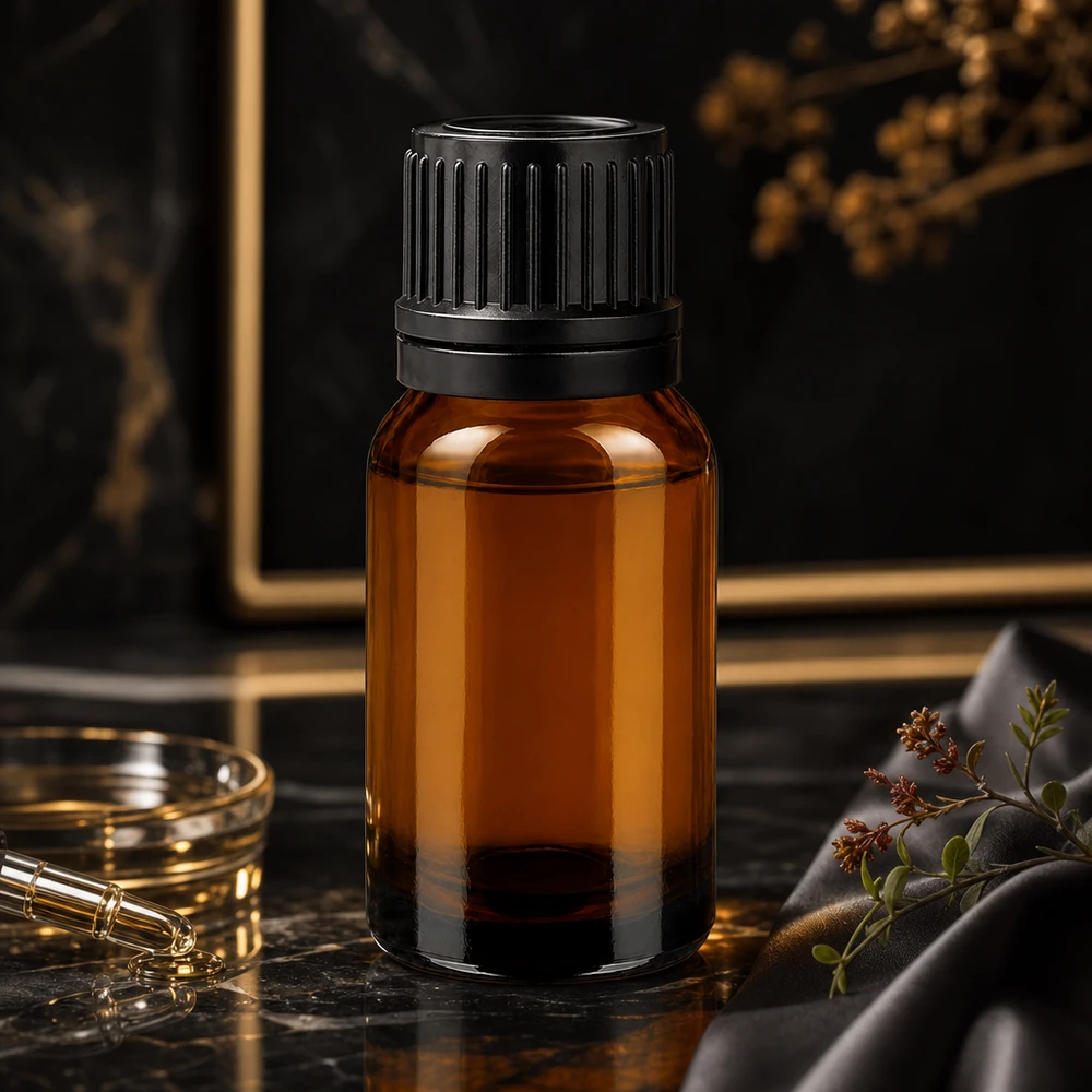 Vielseitige 10ml Glasflasche für DIY-Kosmetik mit UV-Filter und ergonomischem schwarzen Deckel
