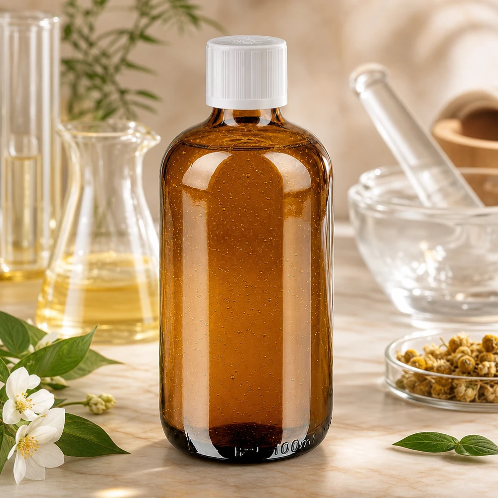 Apothekenflasche braun 100ml Schraubverschluss weiß Kindersicherung Standard Braunglas Apothekenflasche 100ml mit weißem Kindersicherheitsverschluss für ätherische Öle