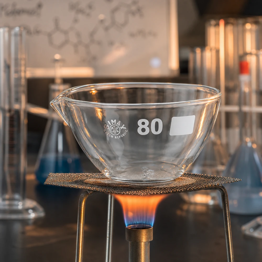 90ml Abdampfschale mit Ausguss Borosilikat ø80mm Robuste Borosilikat-Schale 90ml mit Ausgießer für analytische Laborverfahren